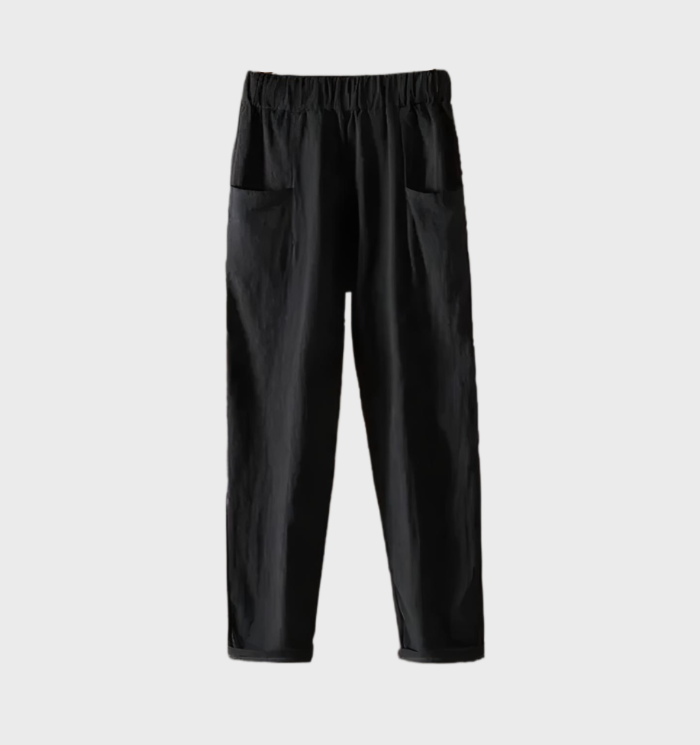 Linnen broek met zakken en ruches voor dames