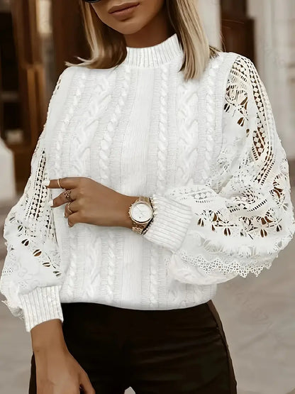 Alayá Coltrui | Stijlvolle Gebreide Sweater met Kanten Detail voor Dames