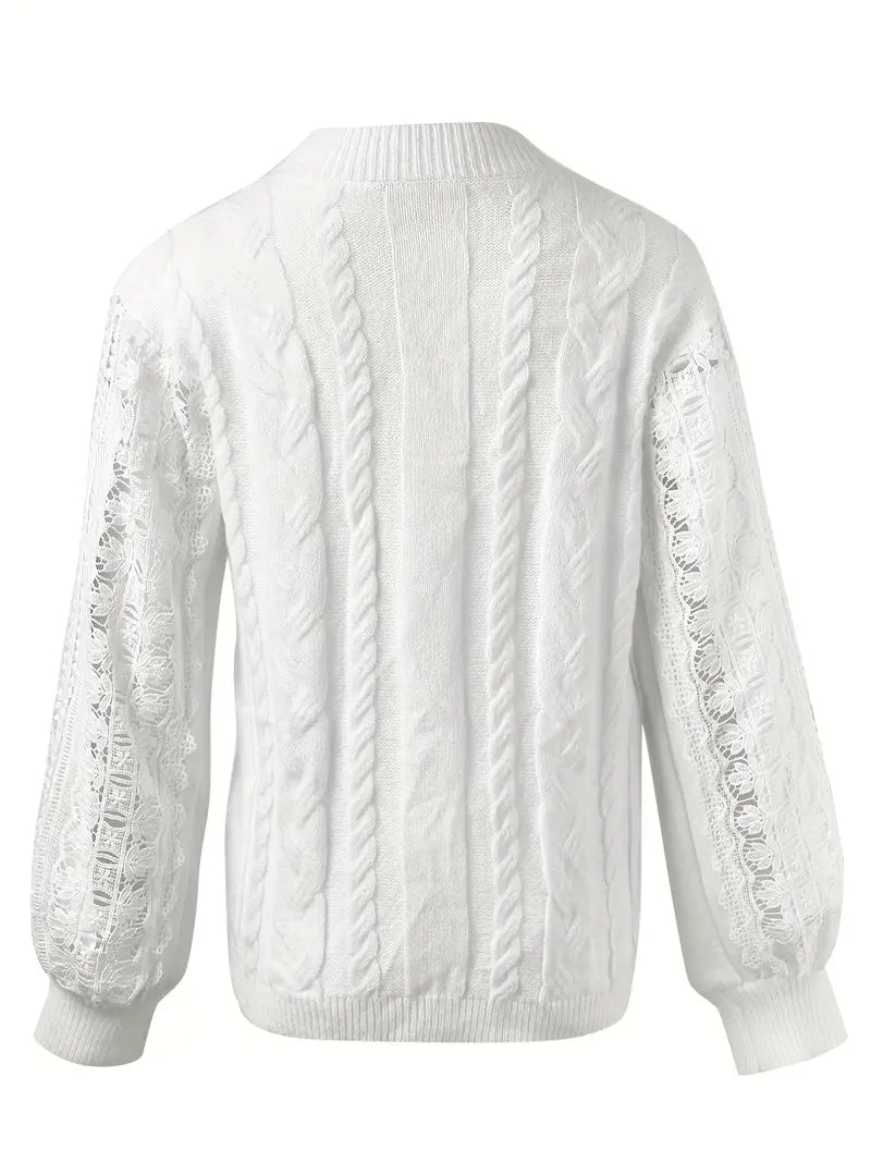 Alayá Coltrui | Stijlvolle Gebreide Sweater met Kanten Detail voor Dames