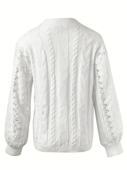 Alayá Coltrui | Stijlvolle Gebreide Sweater met Kanten Detail voor Dames