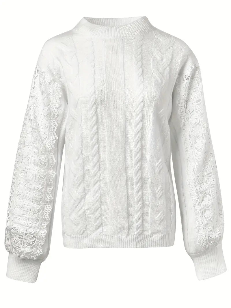 Alayá Coltrui | Stijlvolle Gebreide Sweater met Kanten Detail voor Dames