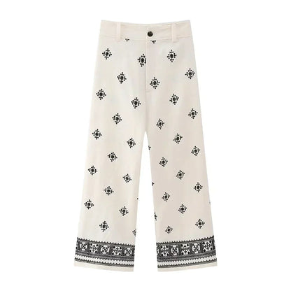Phoebe | Geborduurde rechte vintage broek