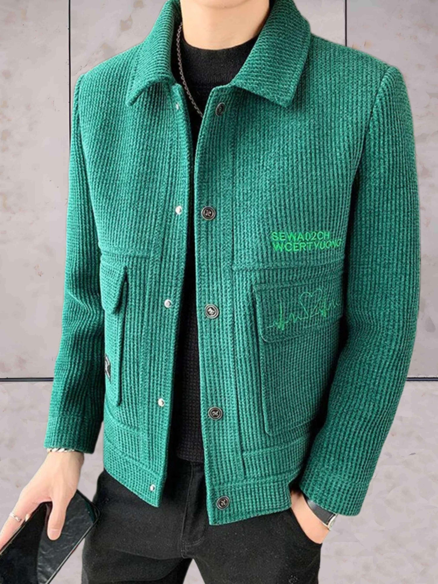 Tristan -  Casual jas van geweven stof met kraag en knoopsluiting