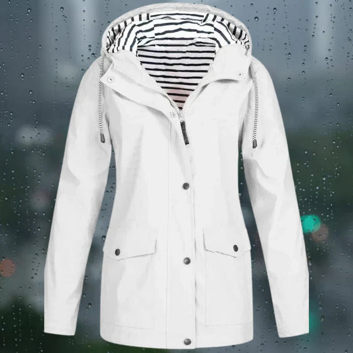 Lorena - Casual jas met lange mouwen en capuchon Windjack trenchcoat