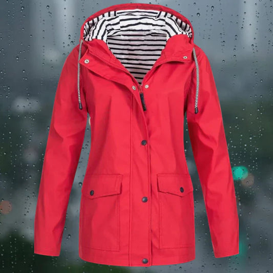 Lorena - Casual jas met lange mouwen en capuchon Windjack trenchcoat