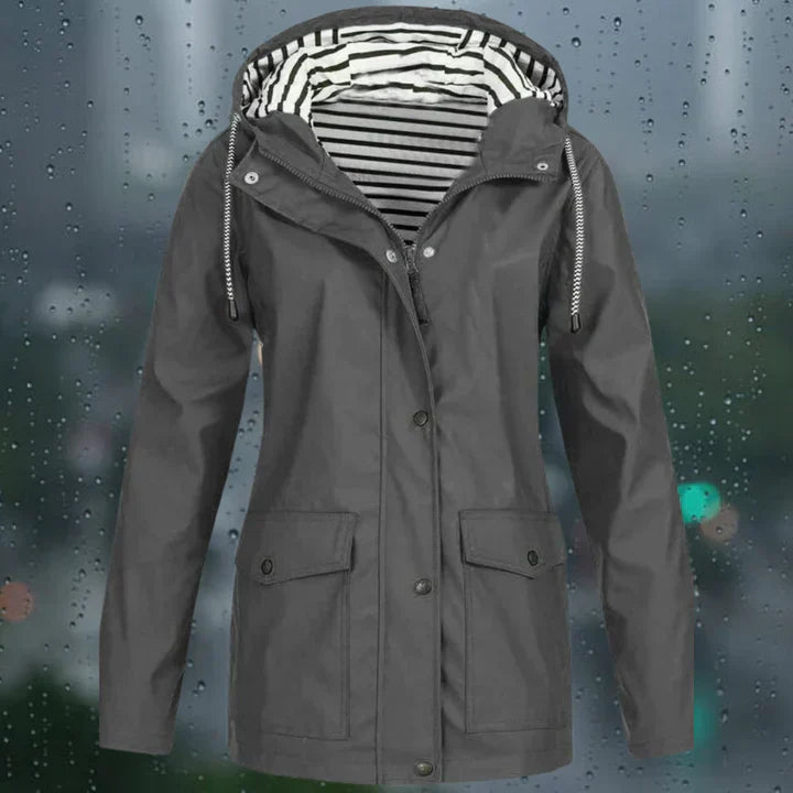 Lorena - Casual jas met lange mouwen en capuchon Windjack trenchcoat