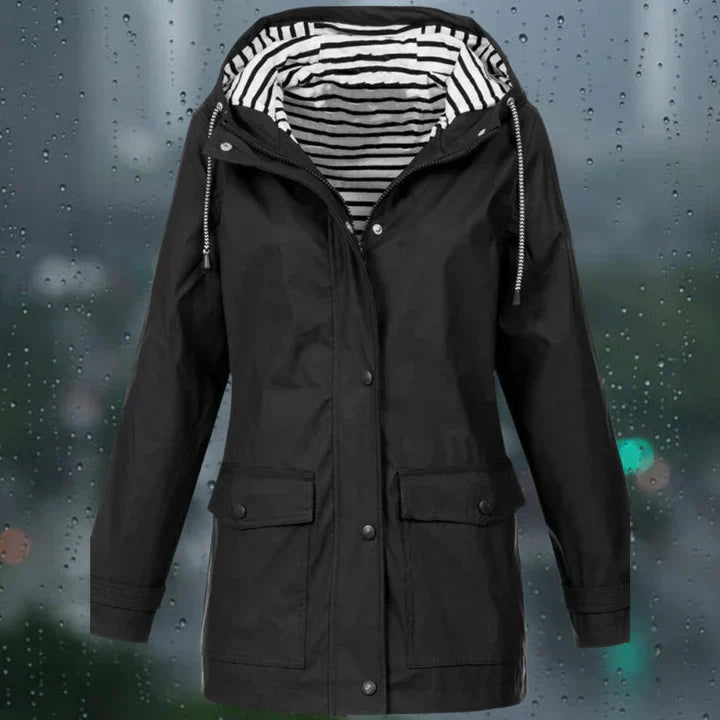 Lorena - Casual jas met lange mouwen en capuchon Windjack trenchcoat