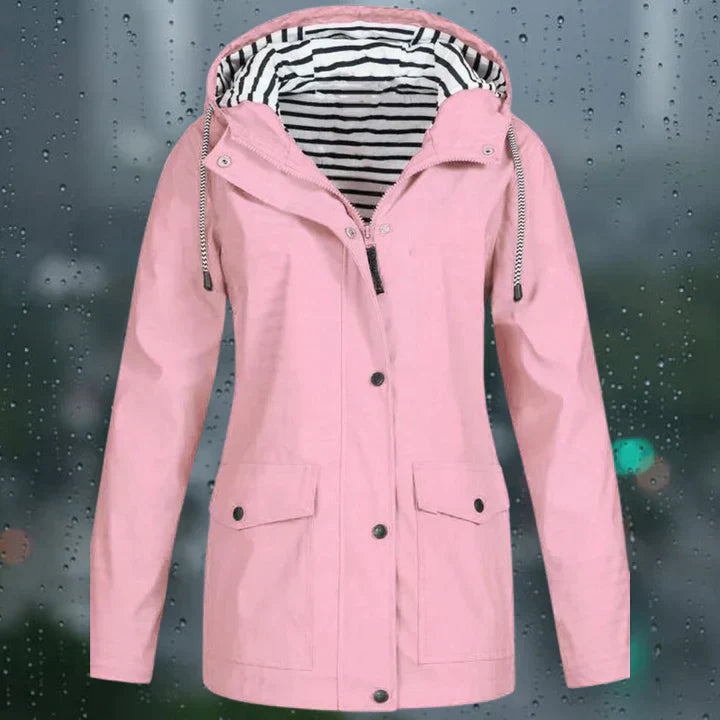 Lorena - Casual jas met lange mouwen en capuchon Windjack trenchcoat