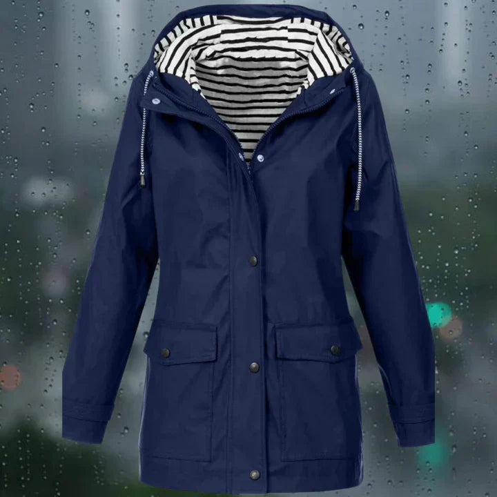 Lorena - Casual jas met lange mouwen en capuchon Windjack trenchcoat