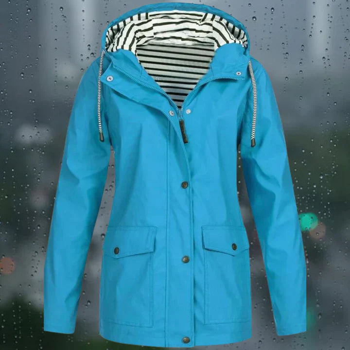 Lorena - Casual jas met lange mouwen en capuchon Windjack trenchcoat