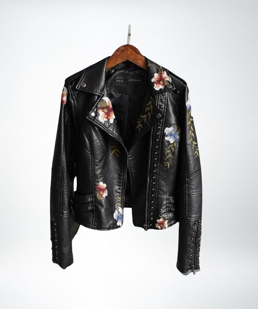 ModeParisienne® Rosa - Dames Florale Leren Jas