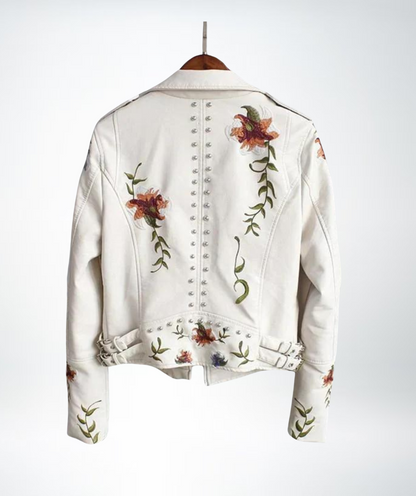 ModeParisienne® Rosa - Dames Florale Leren Jas