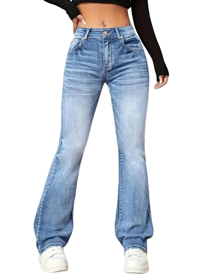 Vintage look flared jeans met stretch
