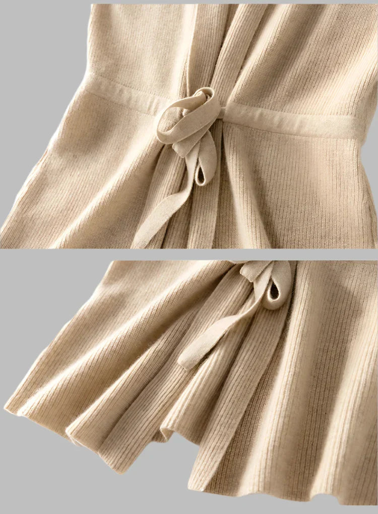 Annabel Vest | V-hals wol-look vrouwen vest met taille band