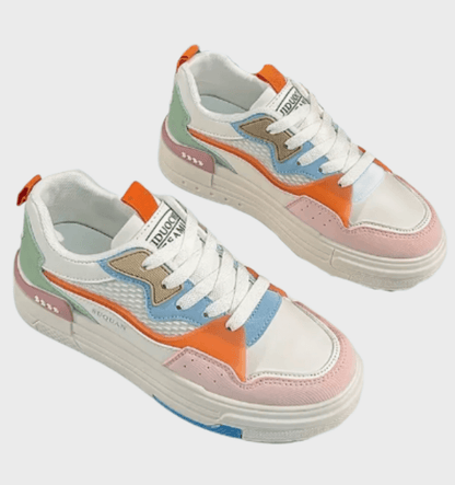 Valerie -  Wit blauw oranje roze en groen gekleurde hardloopsneakers