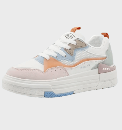 Valerie -  Wit blauw oranje roze en groen gekleurde hardloopsneakers