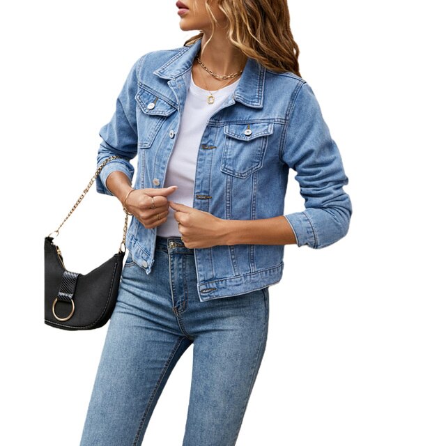 Cindy - Denim Jas Casual denim-look jasje voor vrouwen