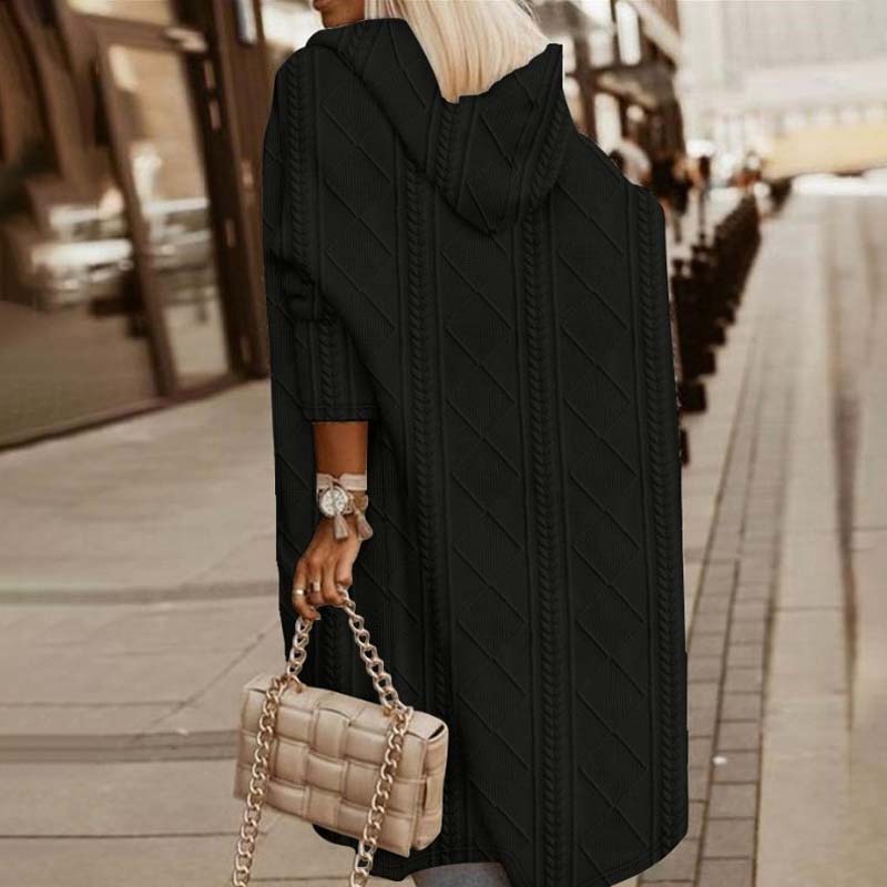 Annele Dekker Cardigan | Warm gebreid lang vest met capuchon voor dames