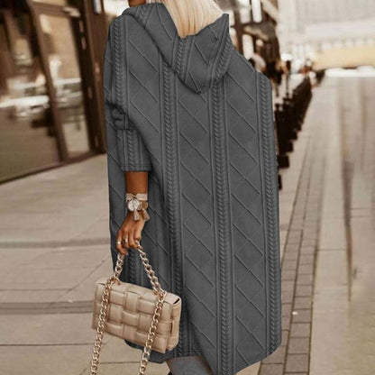 Annele Dekker Cardigan | Warm gebreid lang vest met capuchon voor dames