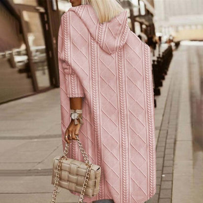 Annele Dekker Cardigan | Warm gebreid lang vest met capuchon voor dames