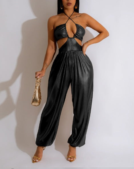 Zwarte jumpsuit met cut-outs
