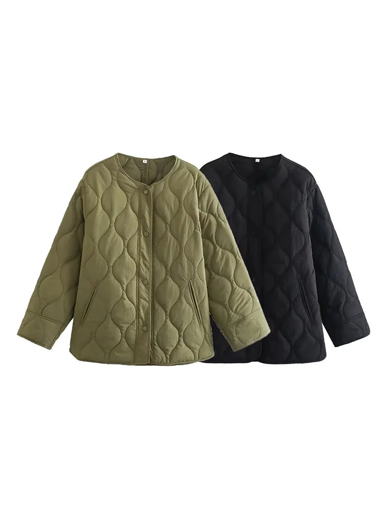 Mattye - Gewatteerde oversized jas met drukknopen