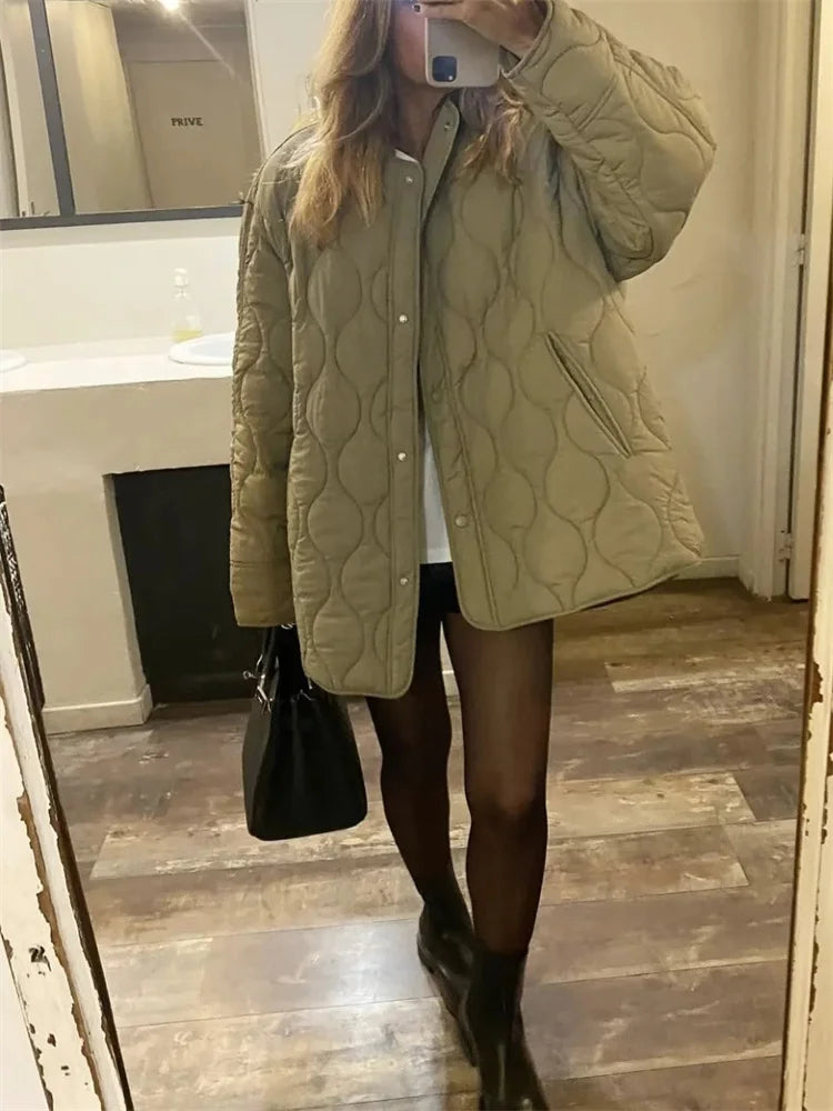 Mattye - Gewatteerde oversized jas met drukknopen