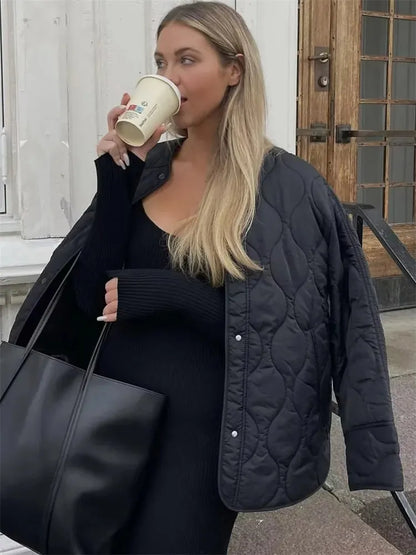 Mattye - Gewatteerde oversized jas met drukknopen
