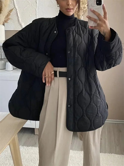 Mattye - Gewatteerde oversized jas met drukknopen