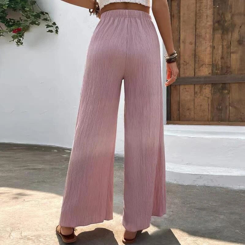 Casual broek met wijde pijpen