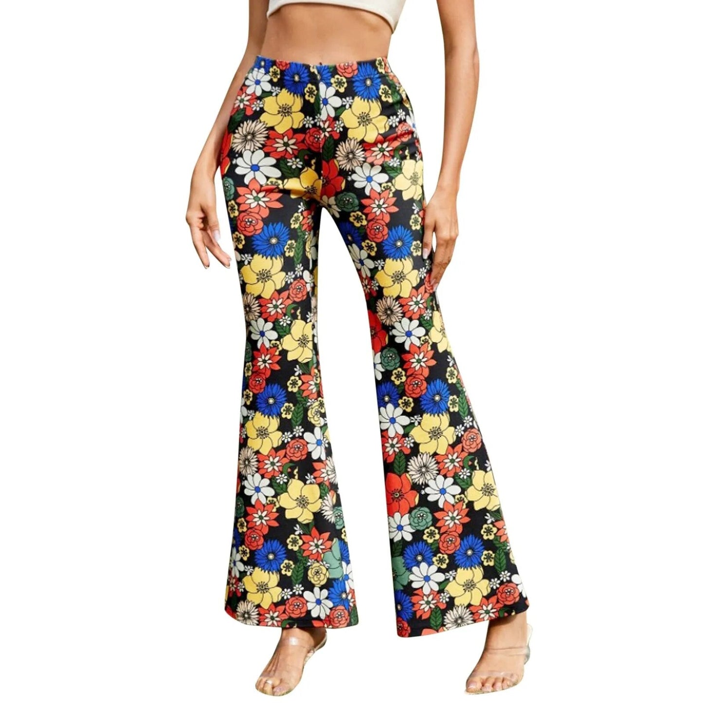 Elastische wijde uitlopende broek voor dames