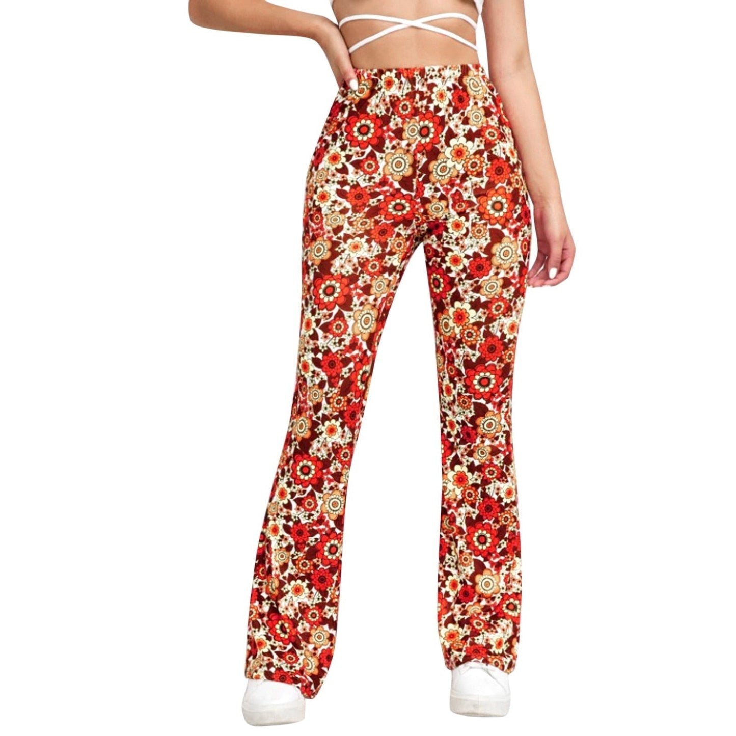 Elastische wijde uitlopende broek voor dames