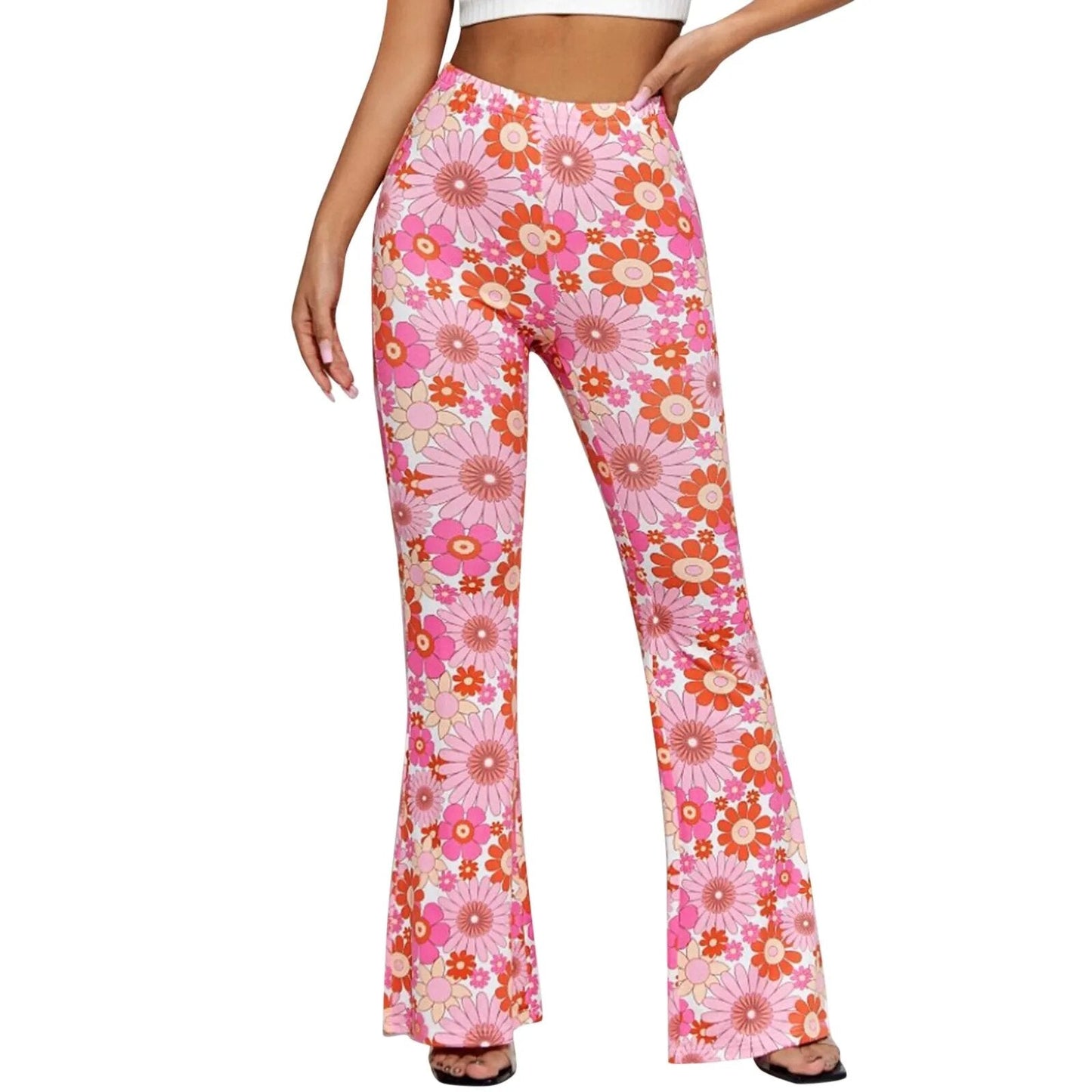 Elastische wijde uitlopende broek voor dames