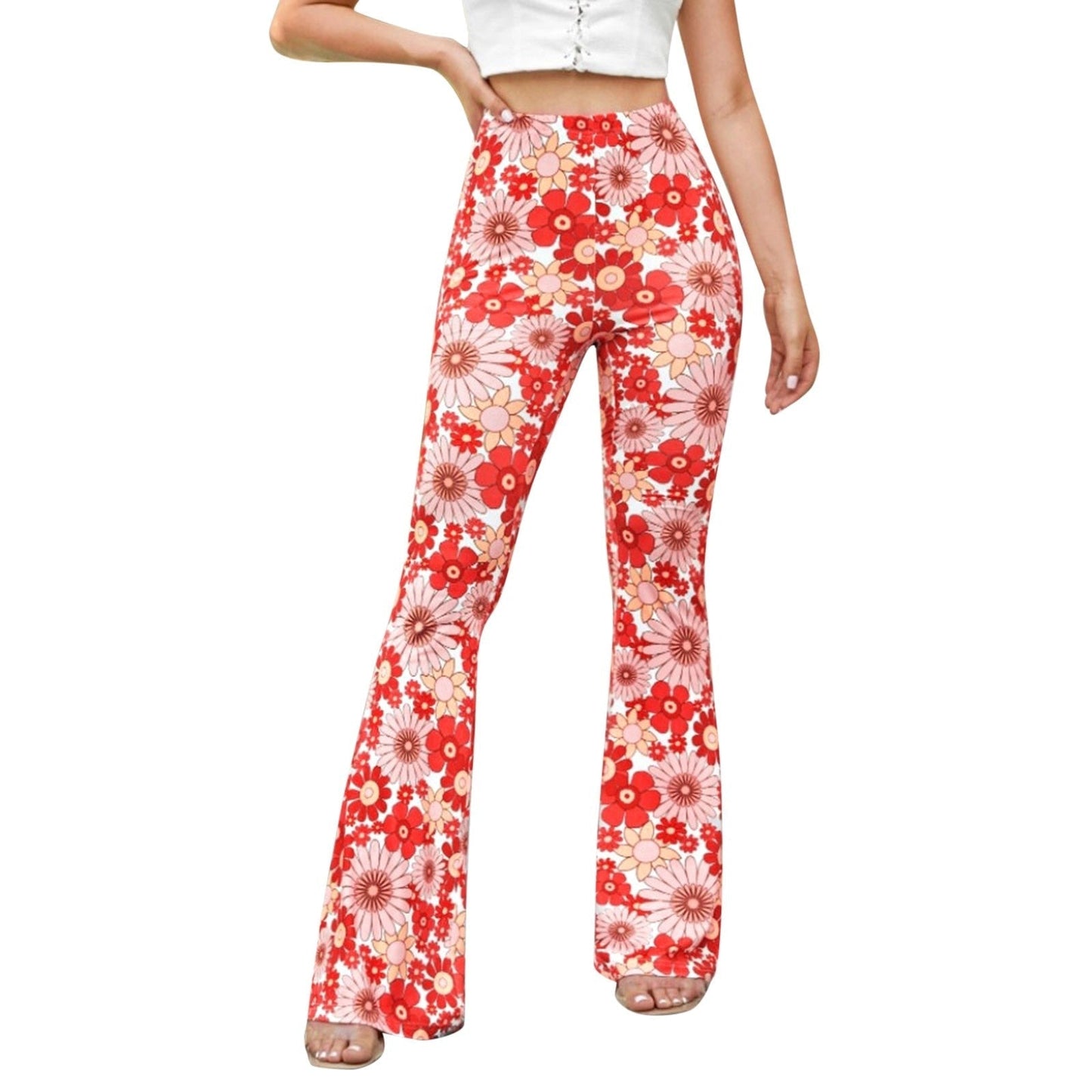 Xandrea | Vrouwen Elastisch Taille Bloemen Uitlopend Broek