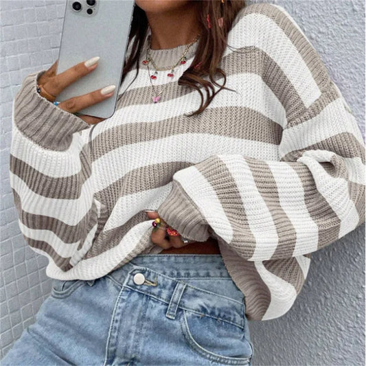 Adelynn - Chique Herfst Gestreepte Trui met Perfecte Pasvorm voor Vrouwen