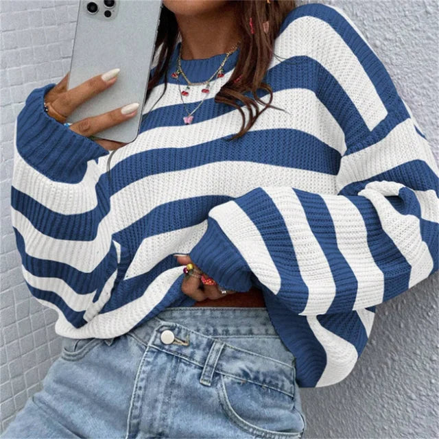 Adelynn - Chique Herfst Gestreepte Trui met Perfecte Pasvorm voor Vrouwen