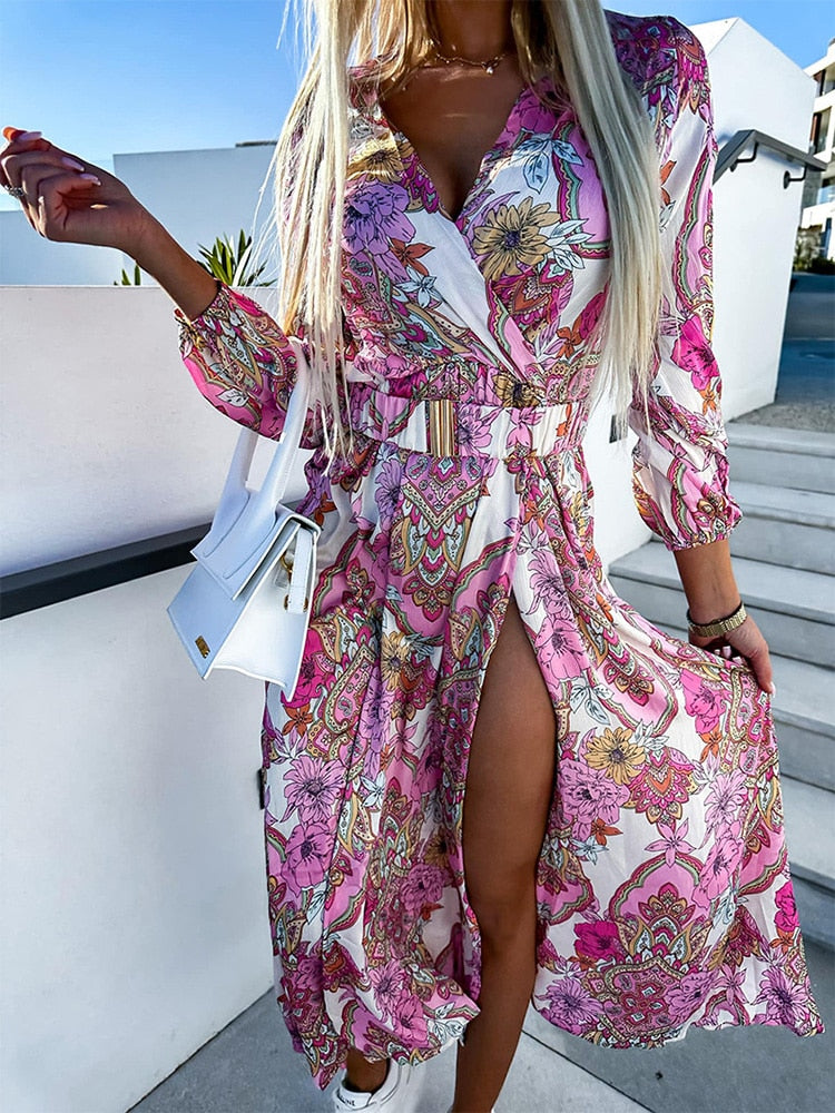 Brinkley - Casual bloemenprint jurk met lange mouwen