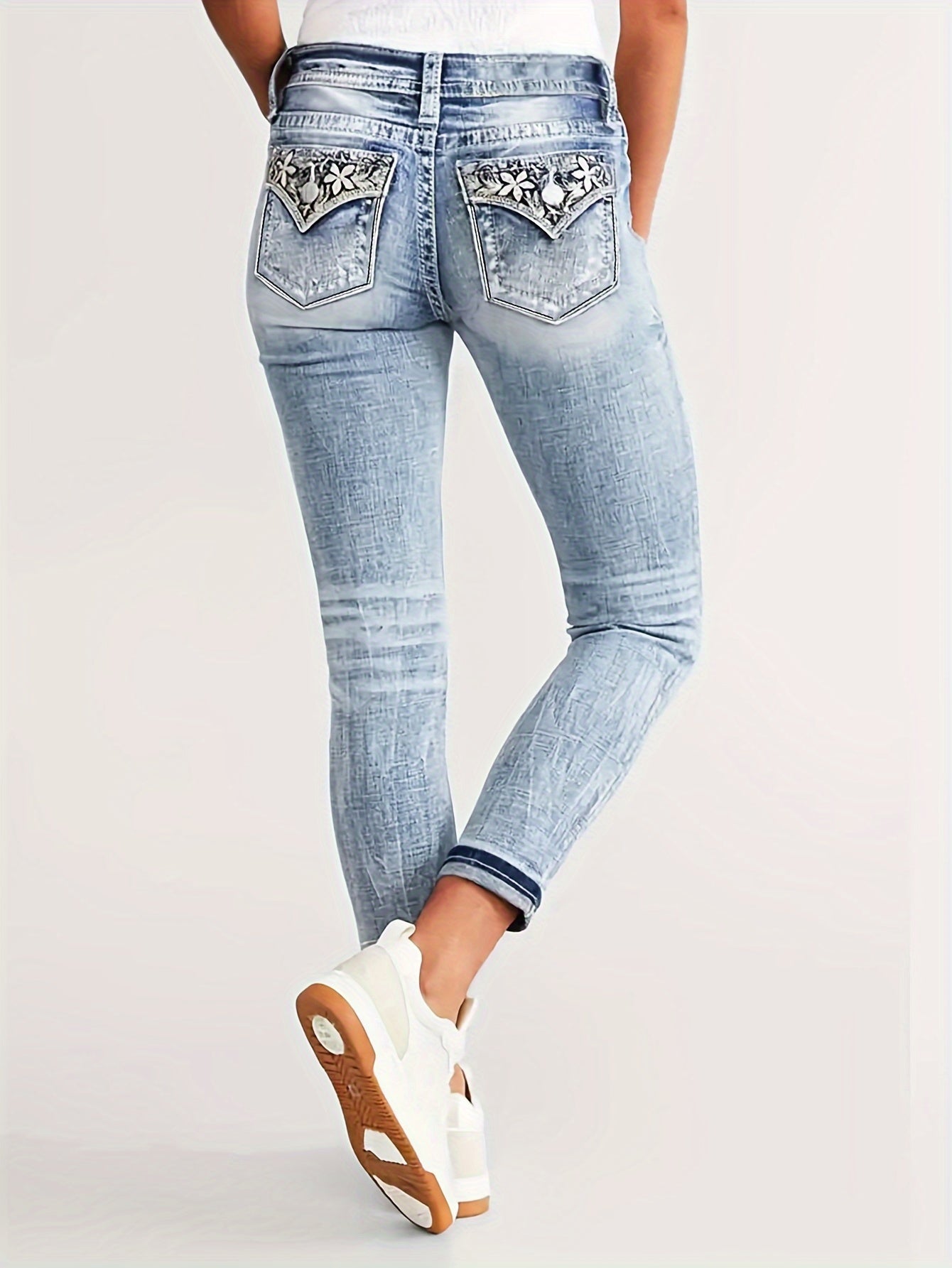 Blauwe jeans met opgerolde boorden - Alice