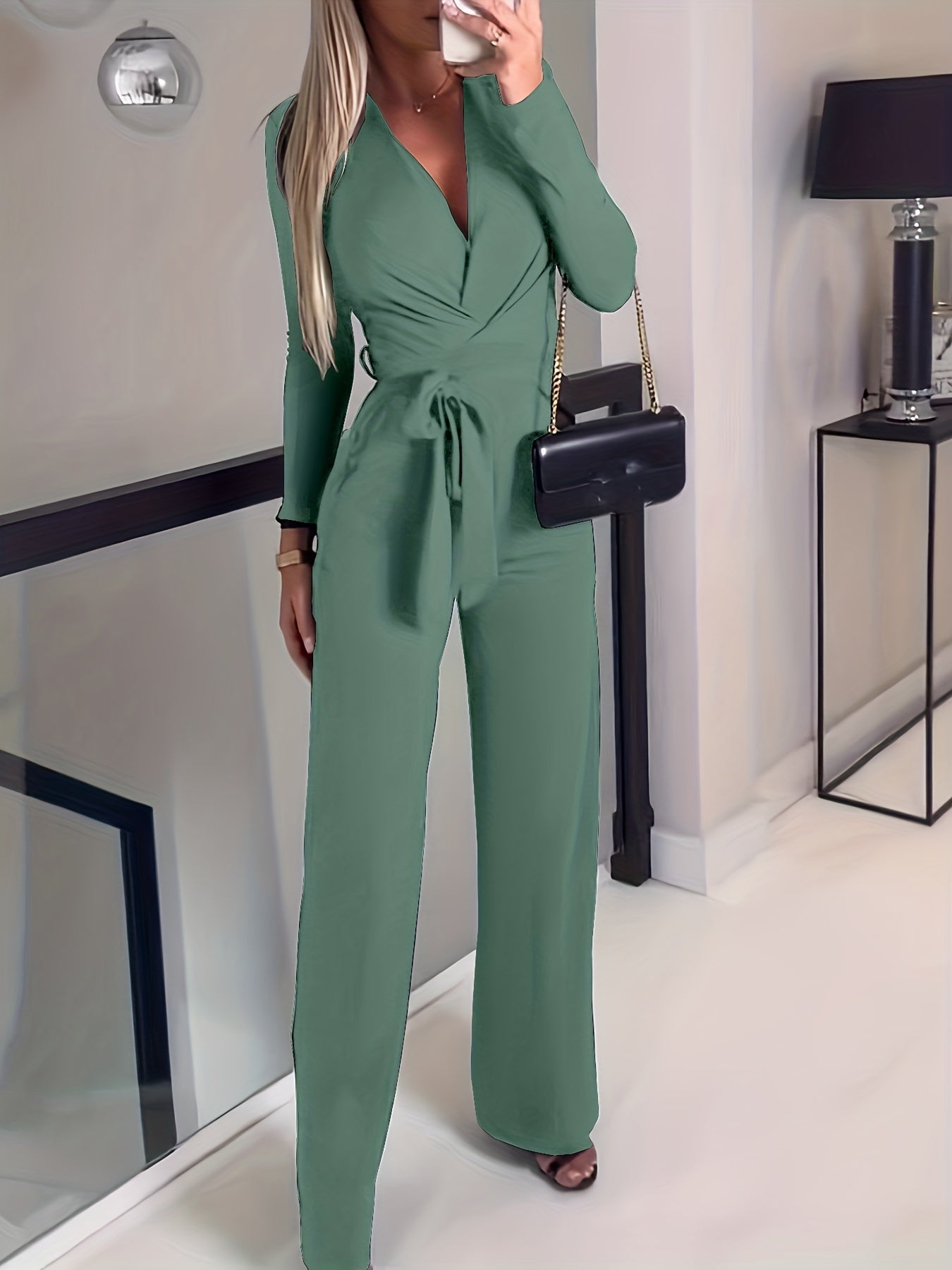 Jumpsuit met brede pijpen en riem - Chloe