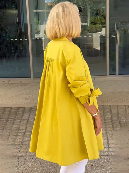 Maud | stijlvolle lange casual blouse met strikmouwen