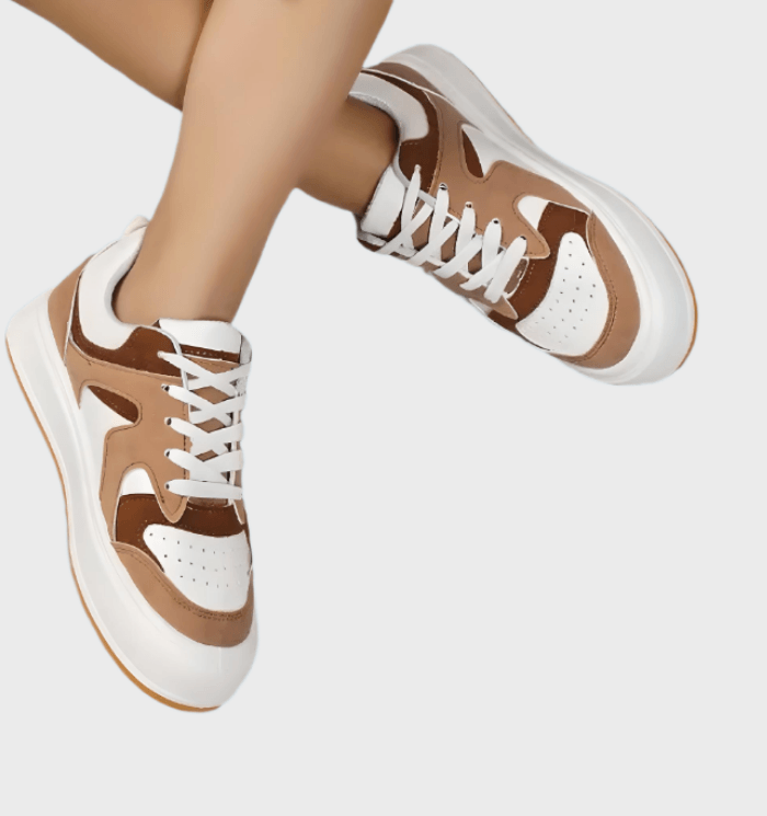 Nona - Meerkleurige sneakers met veters en patroonontwerp