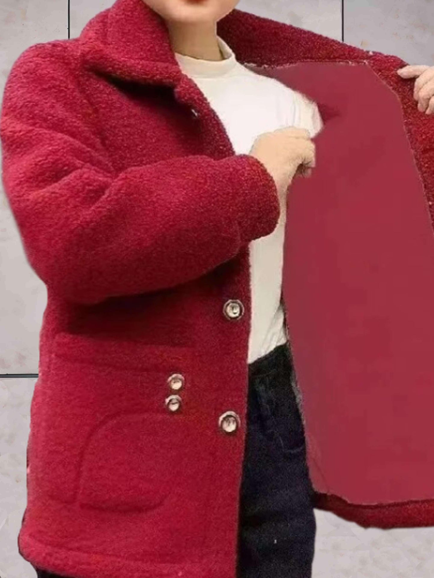 Anika | Dik en warm fleecejack met polokraag en knoopsluiting