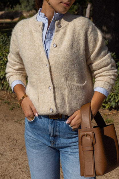 Ronde Hals Cardigan met Losse Pasvorm