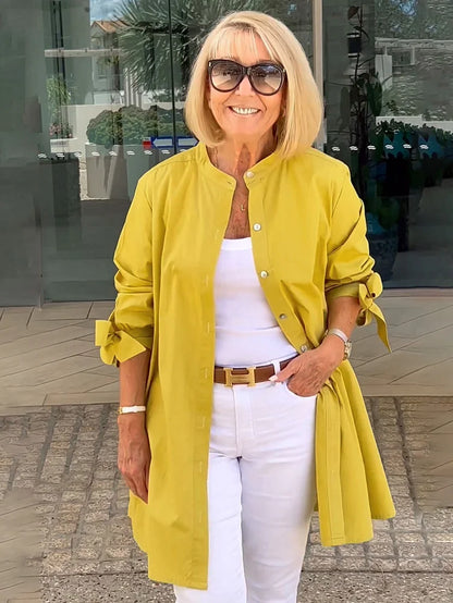 Maud | stijlvolle lange casual blouse met strikmouwen