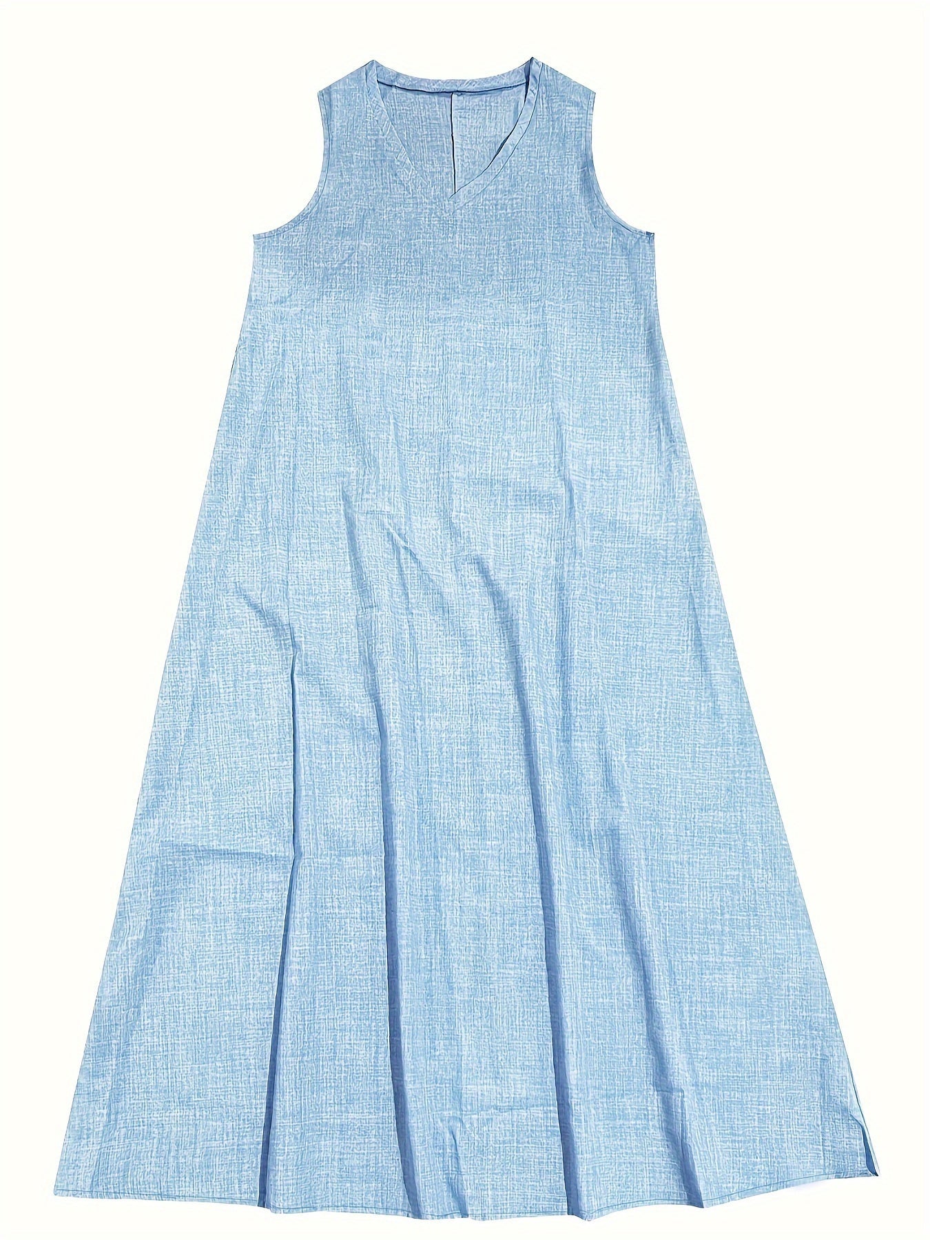 Amira - Effen gekleurde Maxi jurk met V-hals