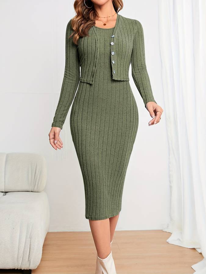 Midi jurk met vest
