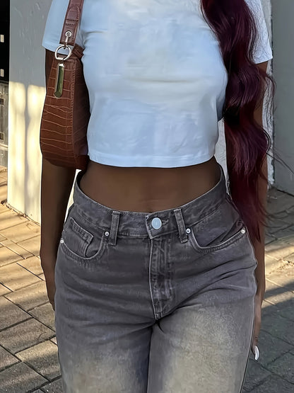 Rekbaar Retro broek met verwrongen look - Amelia