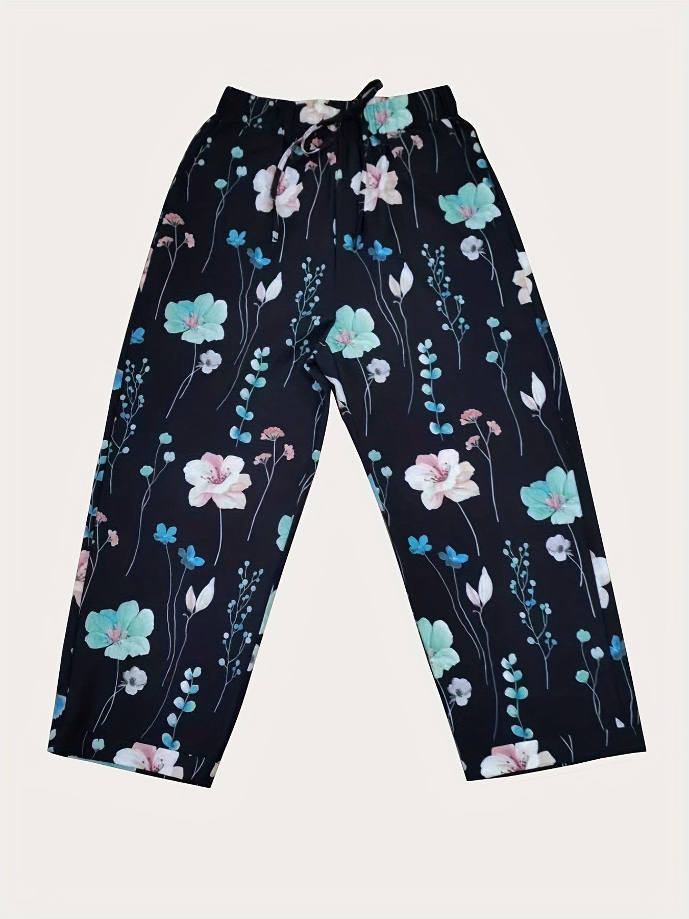 Rechte broek met bloemenprint en koord - Lily