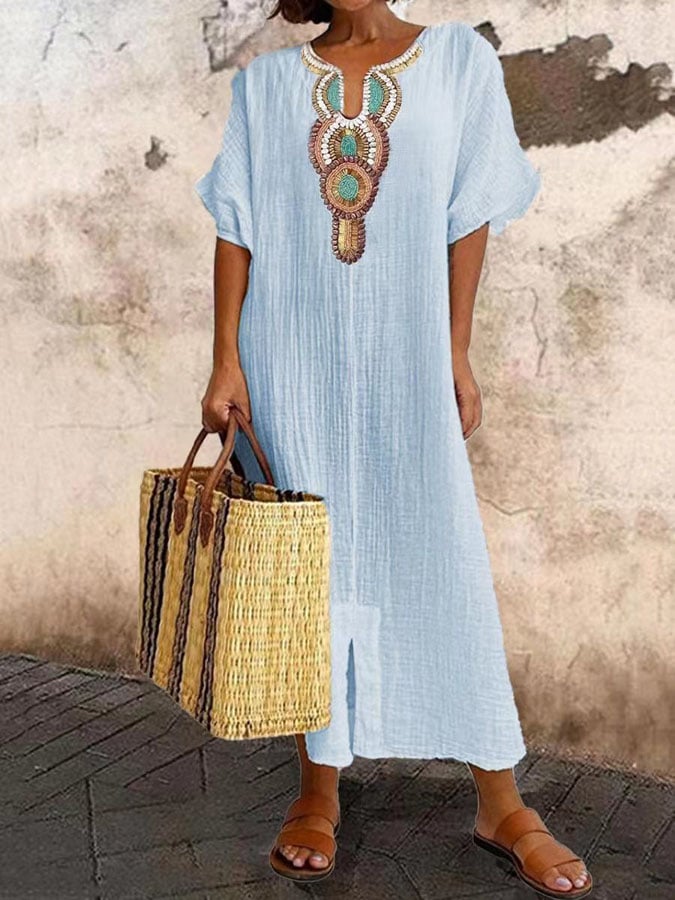 Rubi | Luchtig kaftan jurk met etnische accenten