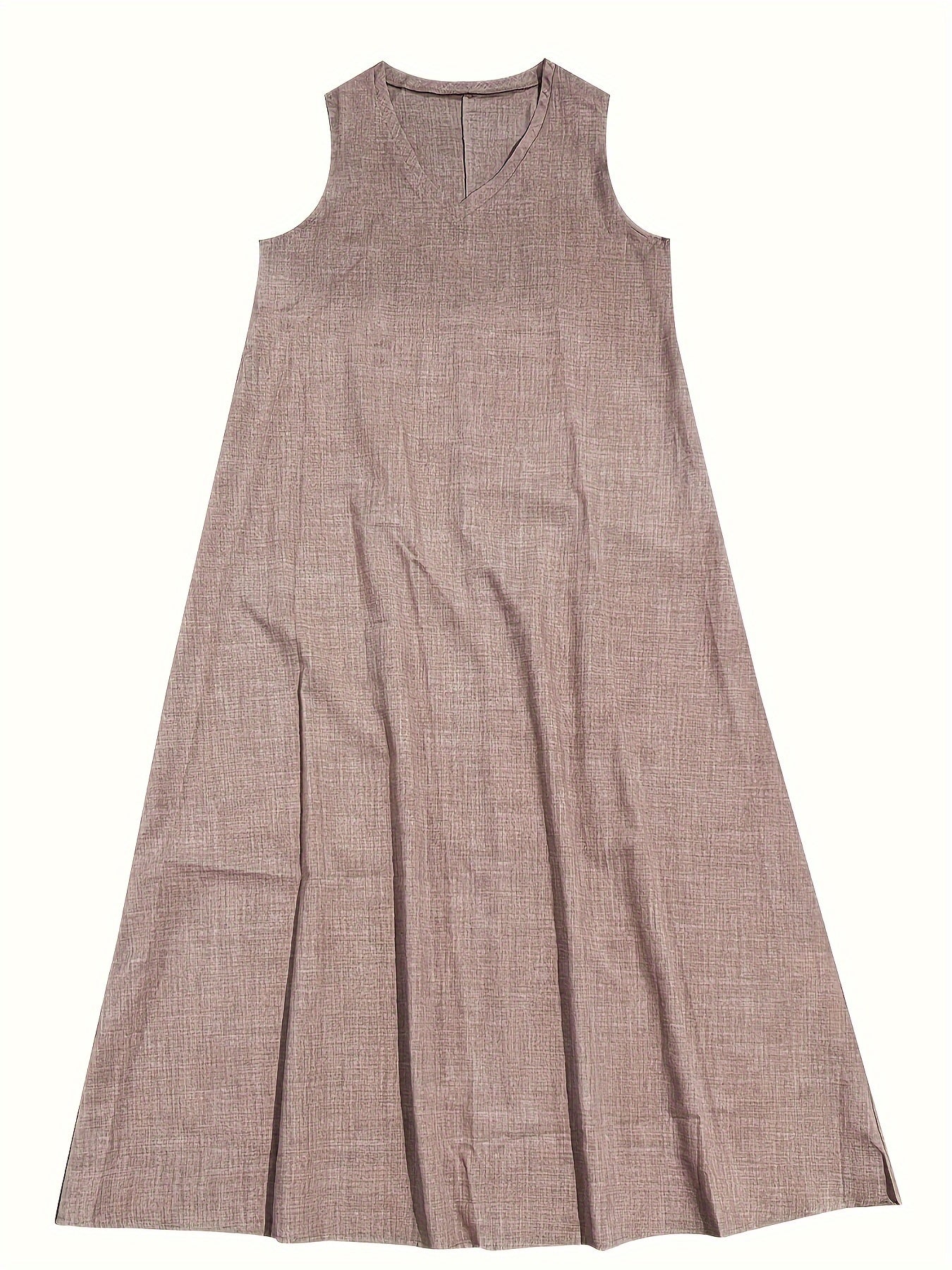 Amira - Effen gekleurde Maxi jurk met V-hals